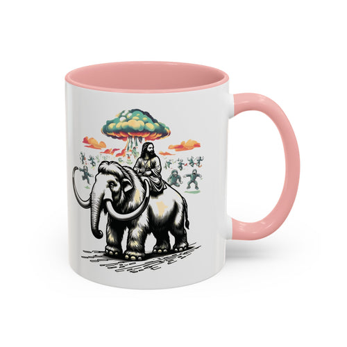 Apocalypse Mug – Jesus on a Woolly Mammoth with Zombies Coffee Mug