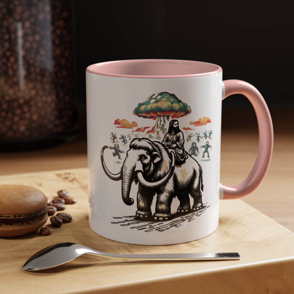 Apocalypse Mug – Jesus on a Woolly Mammoth with Zombies Coffee Mug